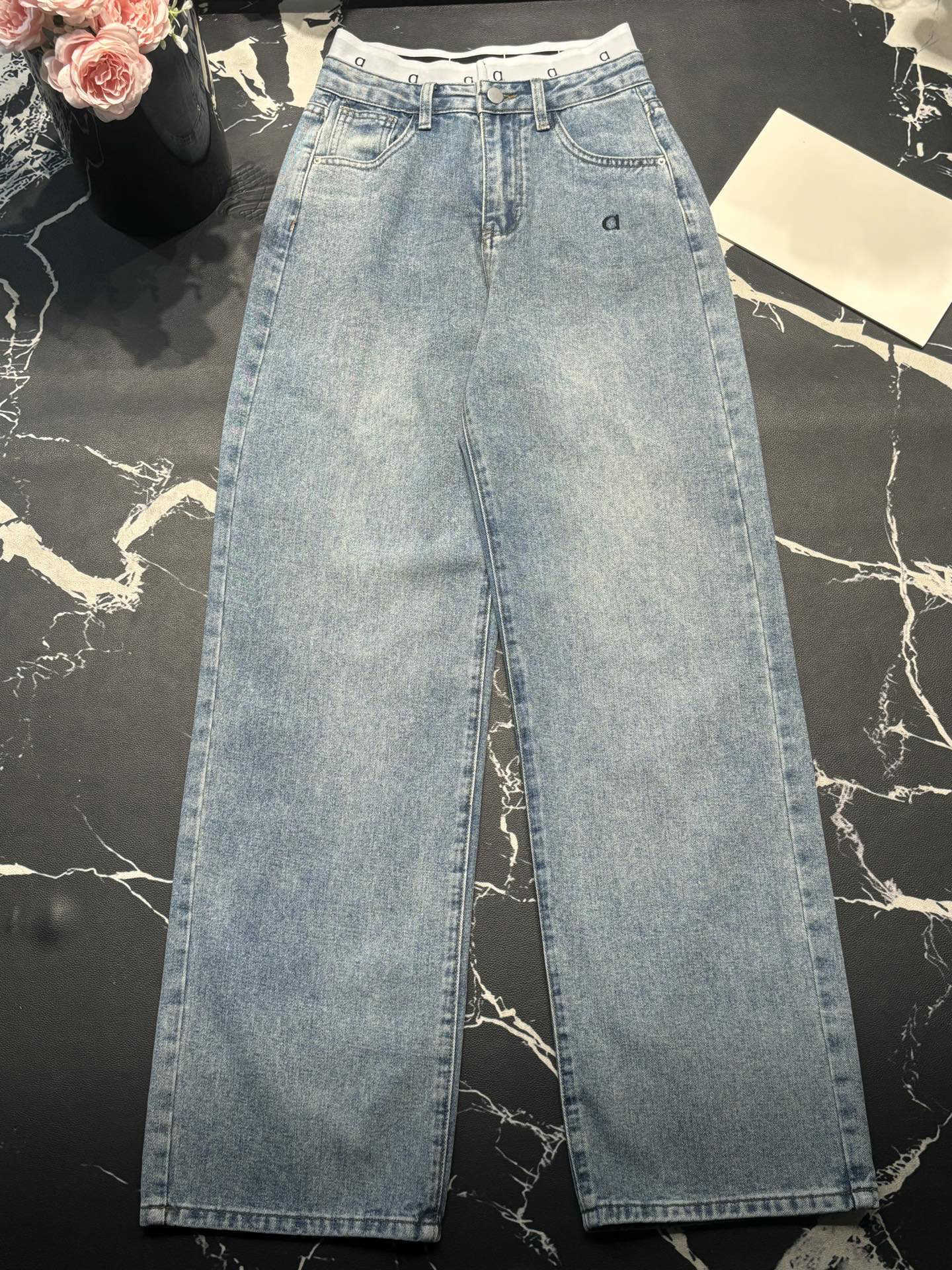 designer jeans women lettere di moda logo tasche tasche pantaloni in denim casual indossa jeans dritti ricamati