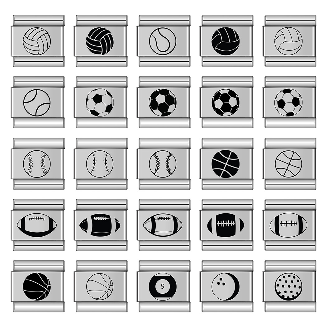 New Hot Sport Ball Soccer Rugby Volleyball Stainless Steel Bangle Italian Links Kit 9mm Charm Bracelets DIY Making 2025 Jewelry