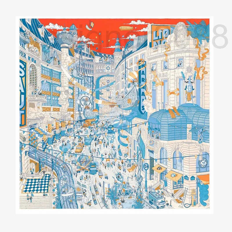 10A Miroir Qualité femme Foulards Designer H écharpe 70 foulards carrés 100% mûrier soie sergé soie foulard encadré écharpes dessin taille 90