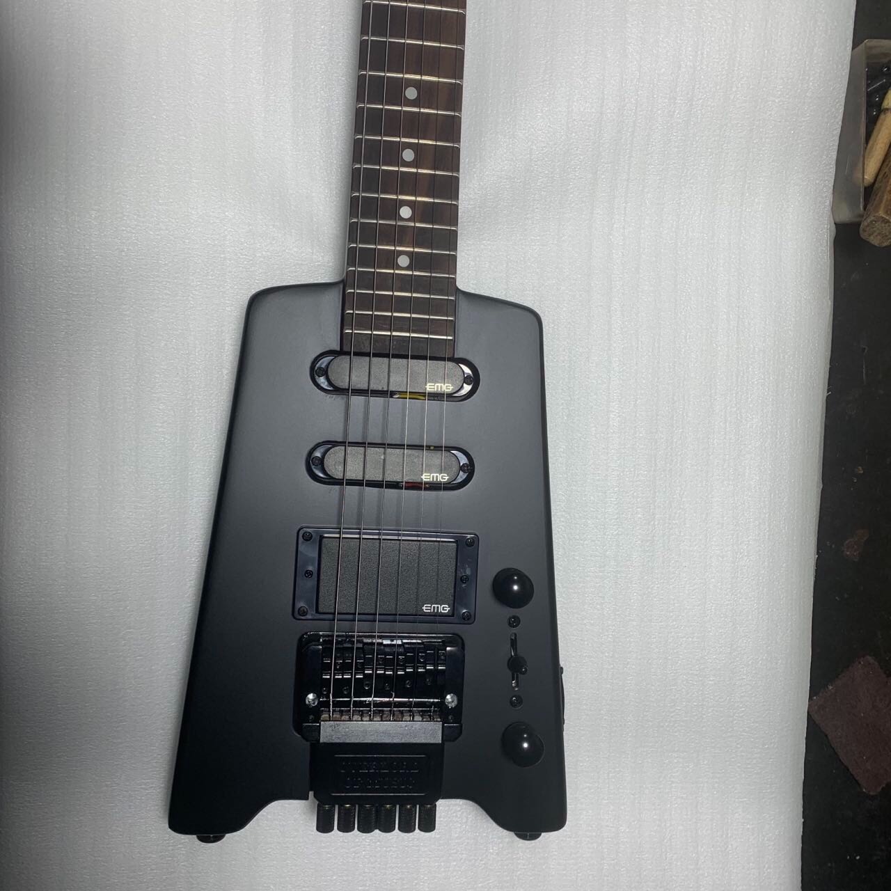 Classic Flying V-Style Guitar: Rich Sunburst Finish (Brown to Orange-Yellow) & Cream Humbuckers-image-1058629608