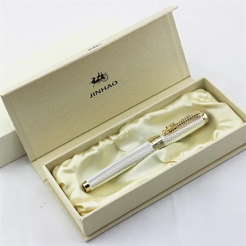 Promotion en gros 1 pc/lot JINHAO Roller Ball 1200 Canetas stylos en argent Clip en or dirigeant d'entreprise stylo de luxe à écriture rapide
