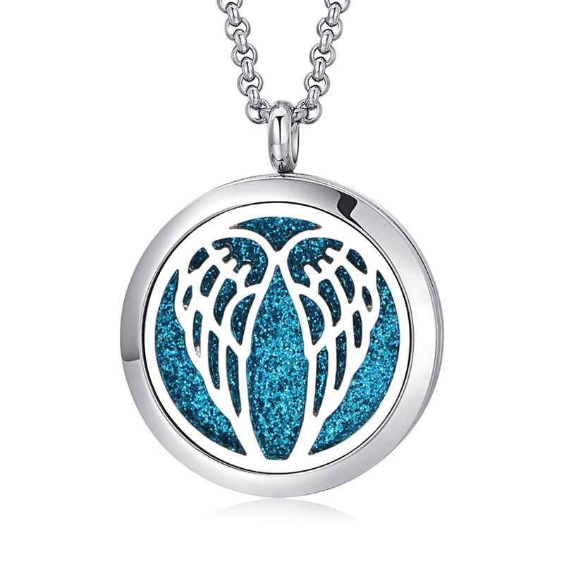 2019 New Aroma Diffuser Necklace Angel Wings Designs Stainless Steel Pendant Perfume Lockets Essential Oil Aromatherapy Necklace