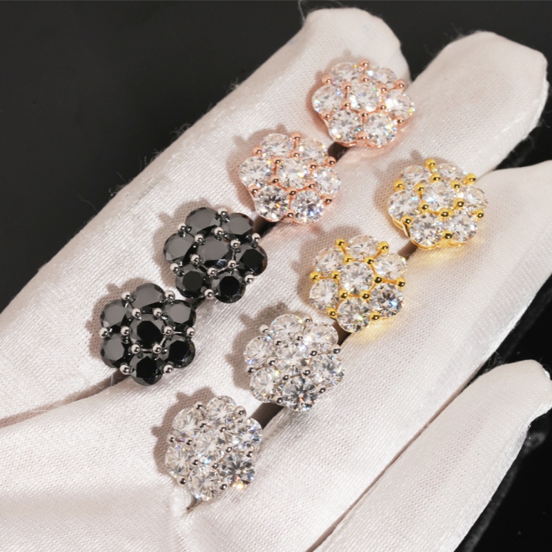15mm GRA Certified D Color VVS1 Moissanite Stud Earrings 925 Silver Moissanite Flower Earrings For Women Men Jewelry Gift for Friends