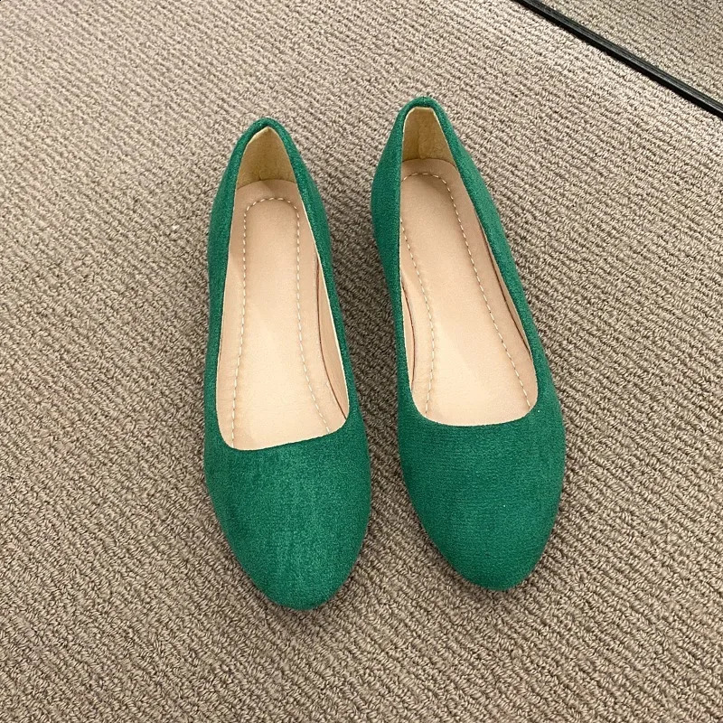 Fashion coat Solid color large light mouth womens suede comfortable flat shoes womens Zapatos De Mujer 250515