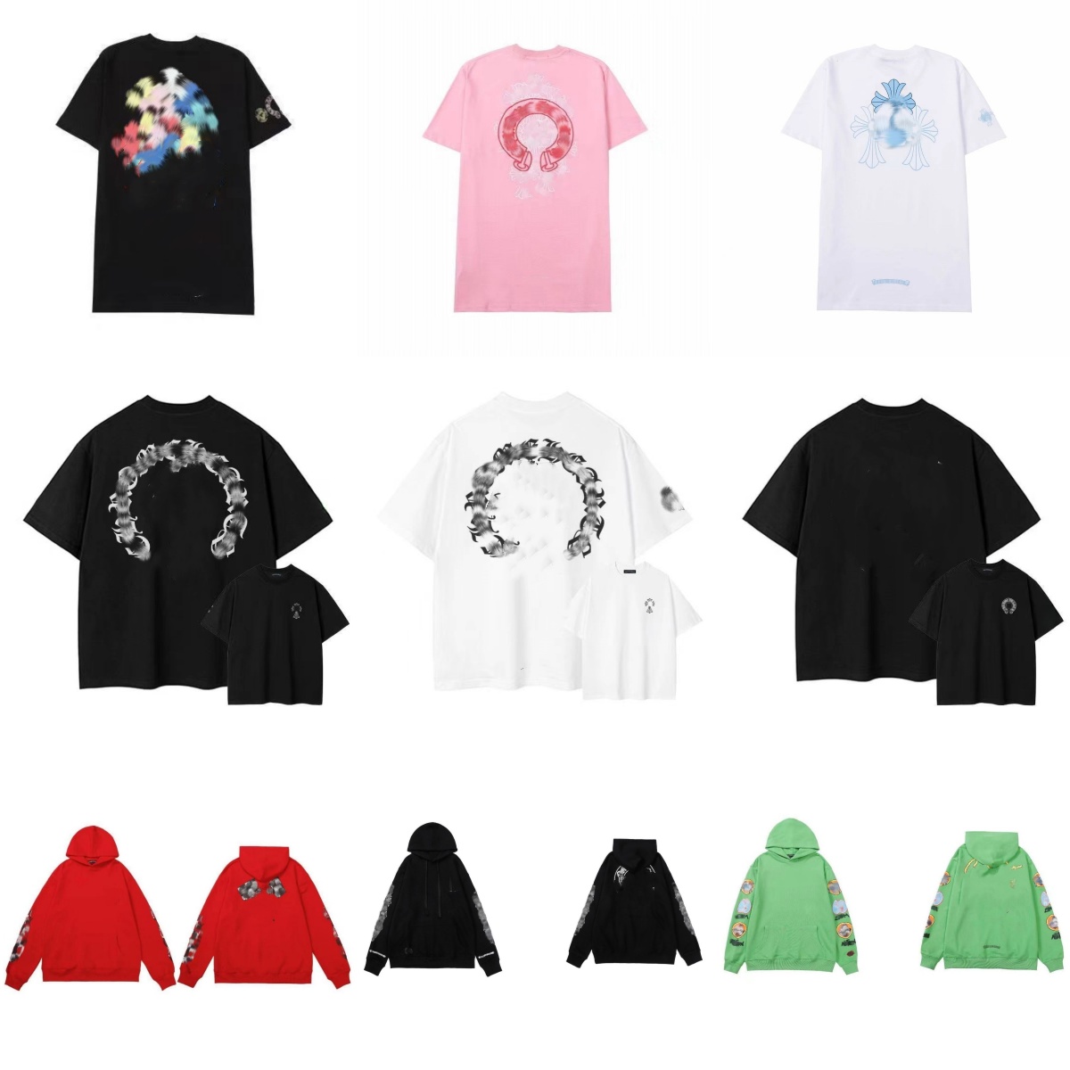 designer T-shirts: Designer men's and women's T-shirts, chrome printed T-shirts, spring and summer fashionable long-sleeved sweatshirts