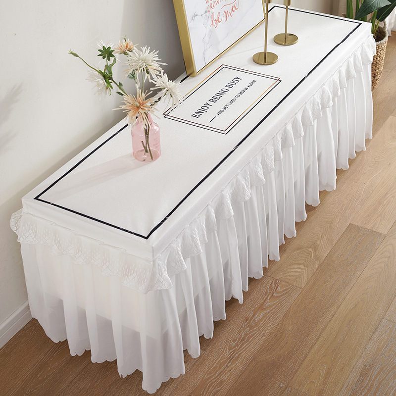 TV cabinet tablecloth dust cover lace fabric white tablecloth rectangular living room TV cabinet cover cloth full cover set MYPR01-image-1058411252