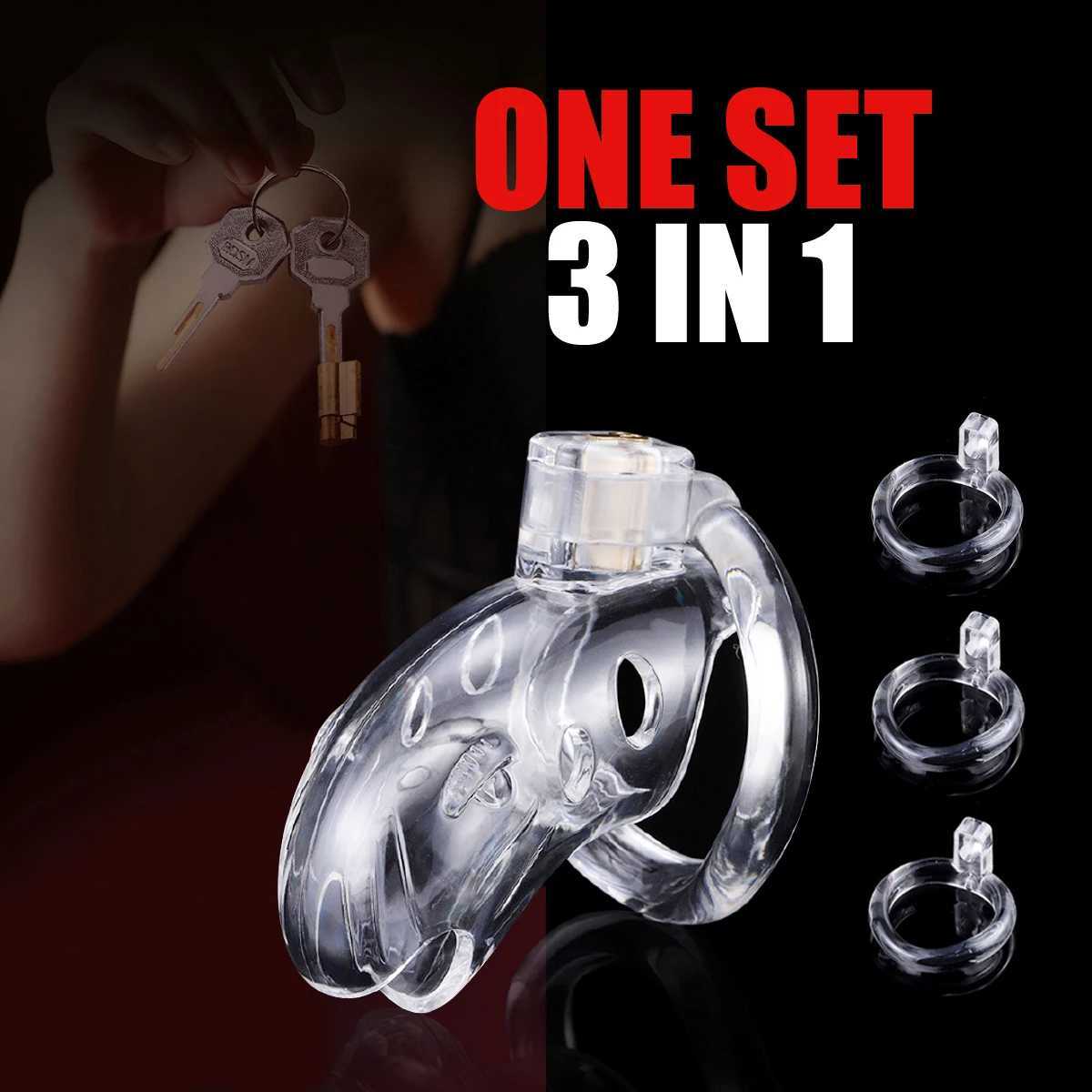 1set 3 en 1 pour hommes en résine Chasteté Locs Cage SM RESTRAINTES MASTURATION MASTURTION PENIS PHASITY DIVRE CAGE CAGE SEX