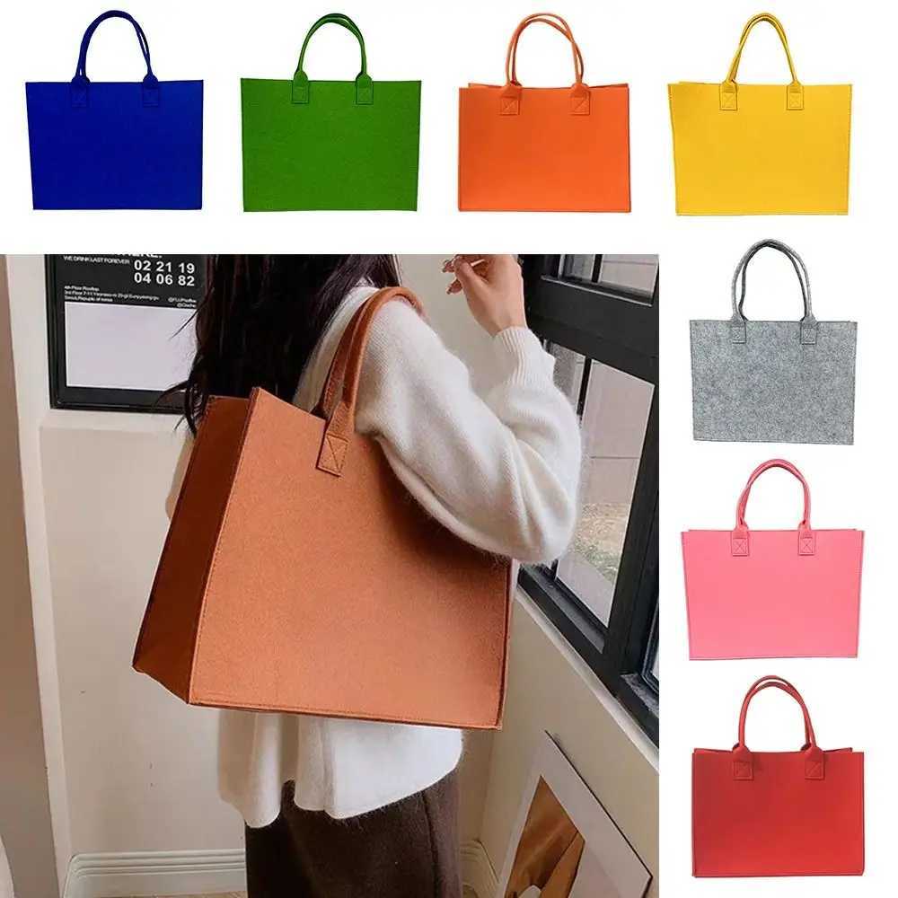 Large Capacity Felt Shoulder Bag Messenger Bag Fashion Solid Color Handbag Simple Tote Bag Shopping Bag for Woman GirlsXJ250521