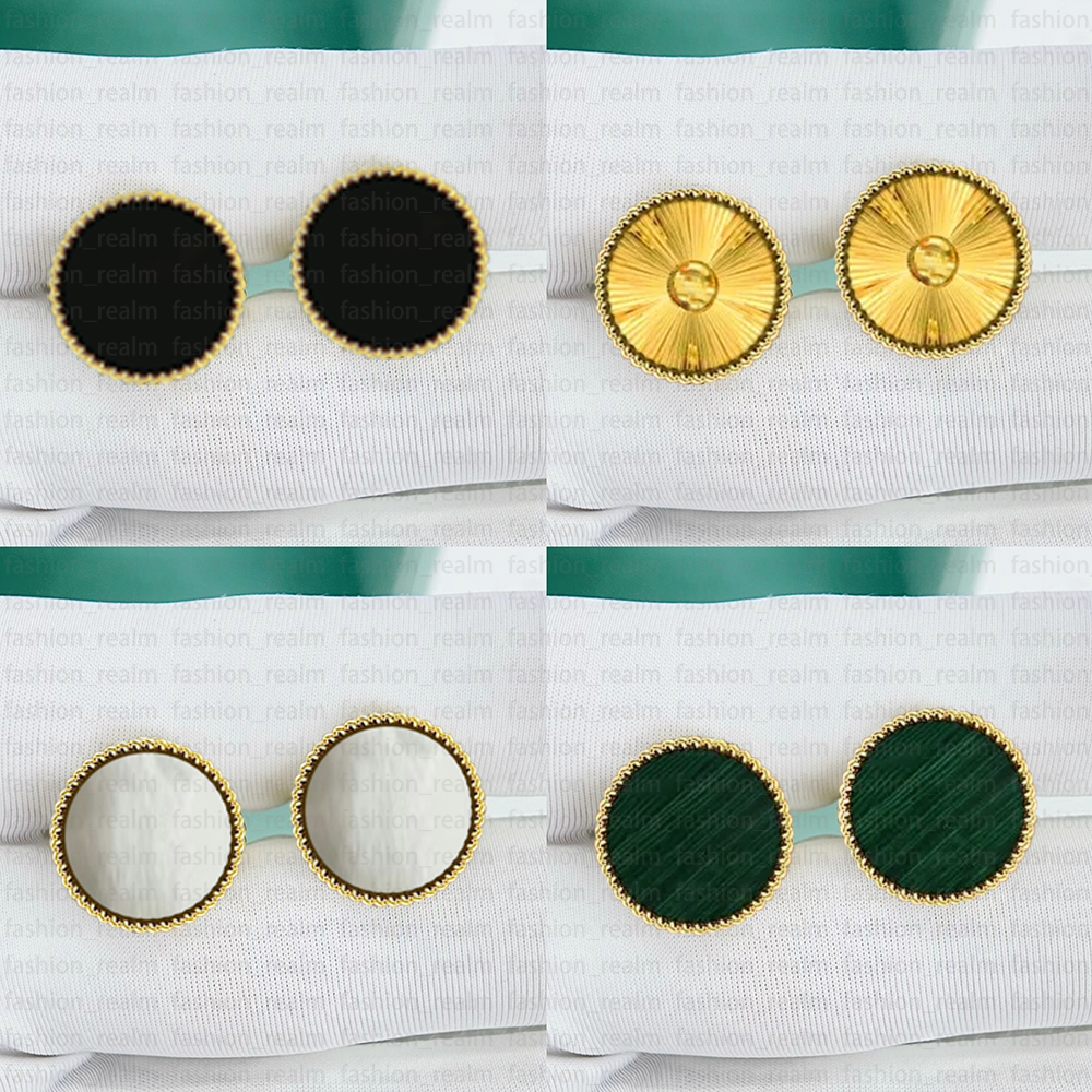 Designer Four Leaf Clover Vintage 4 Clover Earring Charm Stud Earrings Back Mother-of-Pearl Stainless Steel gold studs Agate for Women wedding Je-image-762819478