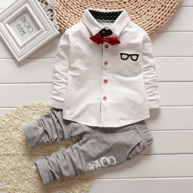 W283 Children's Boys Two-Piece Cotton Tracksuit Stylish Infants Attire for Everyday Wear