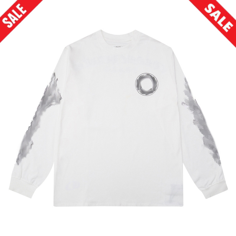 Chrome Hoodie Fashion t shirts for men T Shirt Tshirt Hip Hop Loose Long Sleeves Tees Classic Printed Pattern Design Mens Black White Shirts 767