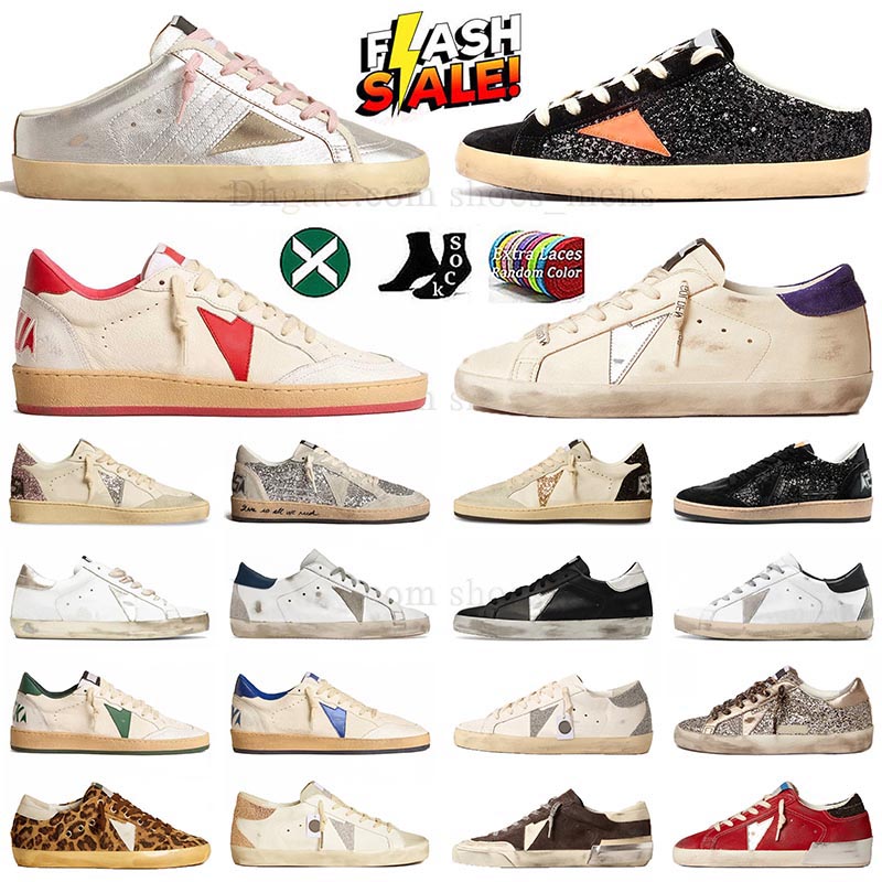2025 Designer Loafers Sneakers Super stars Shoes Leather Italy Dirty Old Shoe Sabot slippers Brand Women Men Black White Glitter Ball Star Casual Tr