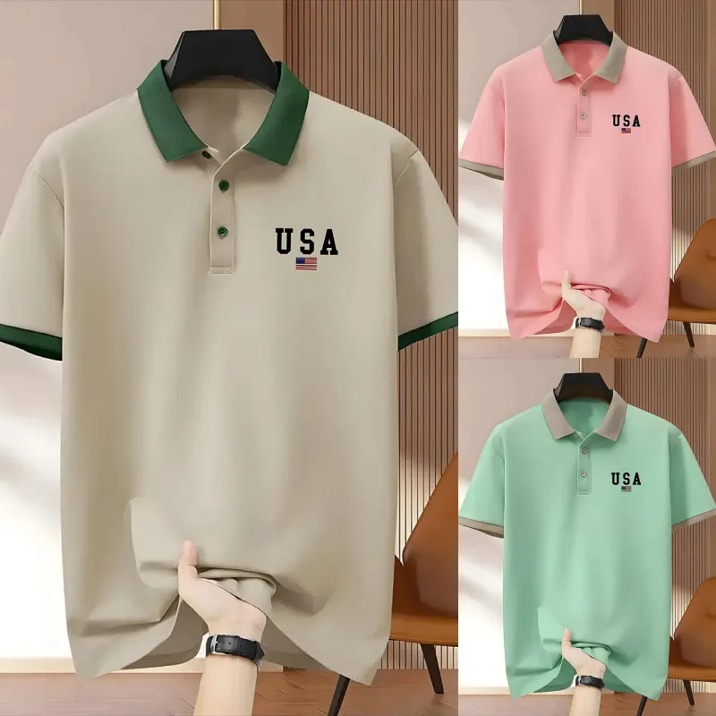 Man usa Print Polo Shirt Designer T Shirts Short Sleeve Casual Slim Fit Summer mens Tshirts Tops Fashion polo shirts