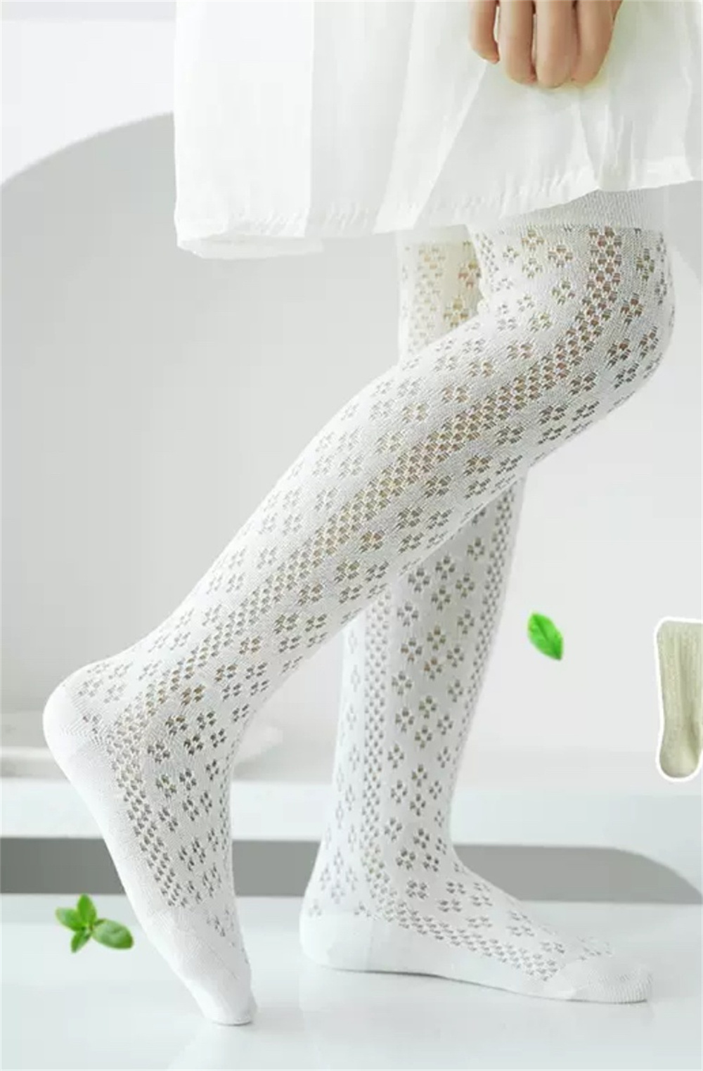 NNB2012 Pure cotton cool, breathable, antibacterial, nine-point girls' pantyhose, Summer ultra-thin leggings
