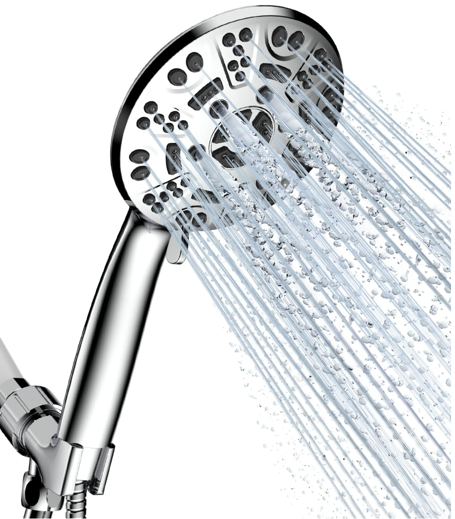 8 Functions Shower Head with handheld, High Pressure Shower Head Set with Hose Adjustable Bracket Rubber Washers (chrome)-image-1058630236