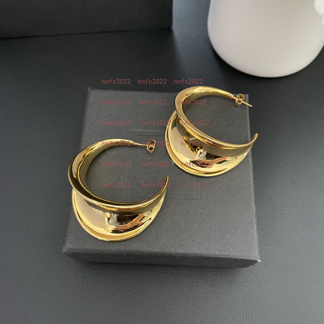 New Designed women Gold earrings Exaggerated Vintage gold metal shiny round line earrings with ear clips ear studs hoops Designer Jewelry Free Ship