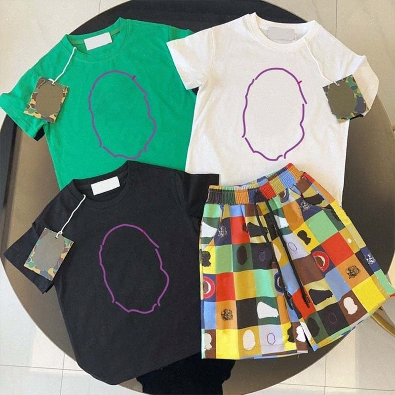 kids Clothing Sets Designer boys girls toddler clothes baby T-shirts shorts set children infant baby green black white casual summer suits-image-1058843335