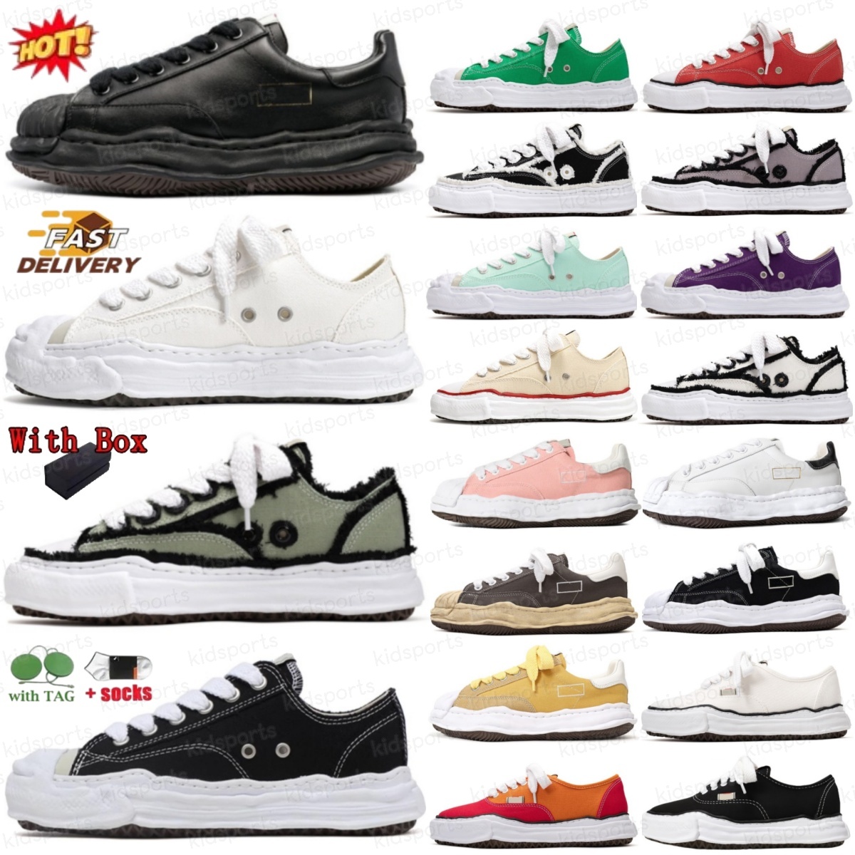 designer shoes Mihara Blakey sneakers Hank Peterson Baker Sole Canvas sneaker Black Natural Green Purple White Pink Red Light Blue women mens Cas-image-971864746