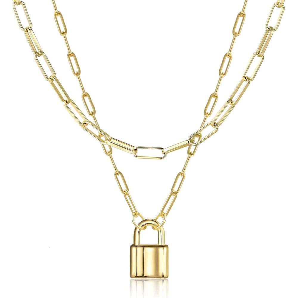 bracelet designer 14K gold-plated lock ladies' loop chain, padlock necklace, non fading