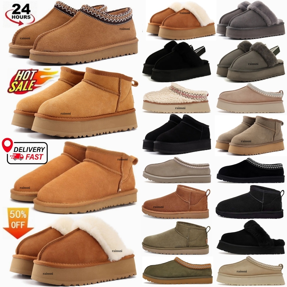 Australia Tasman Slippers Tazz Boots Womens Boot Classic Ultra Mini Platform Funkette Disquette Booties Slides Women Mustard Chestnut Suede Winte-image-983058273