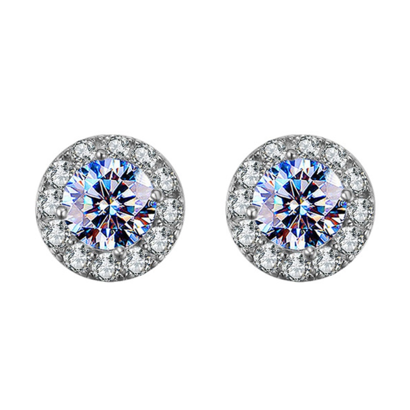 Unisex Fashion No-Piecrcing Magnet Earrings S925 Sterling Silver Bling 0.5CT 1CT VVS1 Moissanite Earrings Studs for Men Women