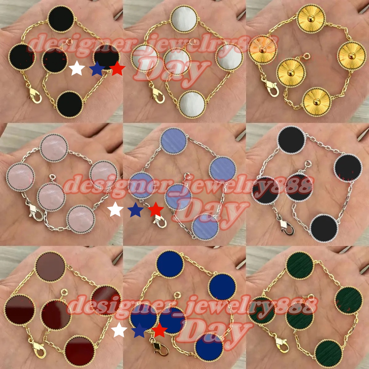 bracelet Fashion Classic 4/Four Leaf Clover Charm Bracelets Bangle Chain 18K Gold Agate Shell Mother-of-Pearl for Women&Girl Wedding Mother Day J-image-842429621