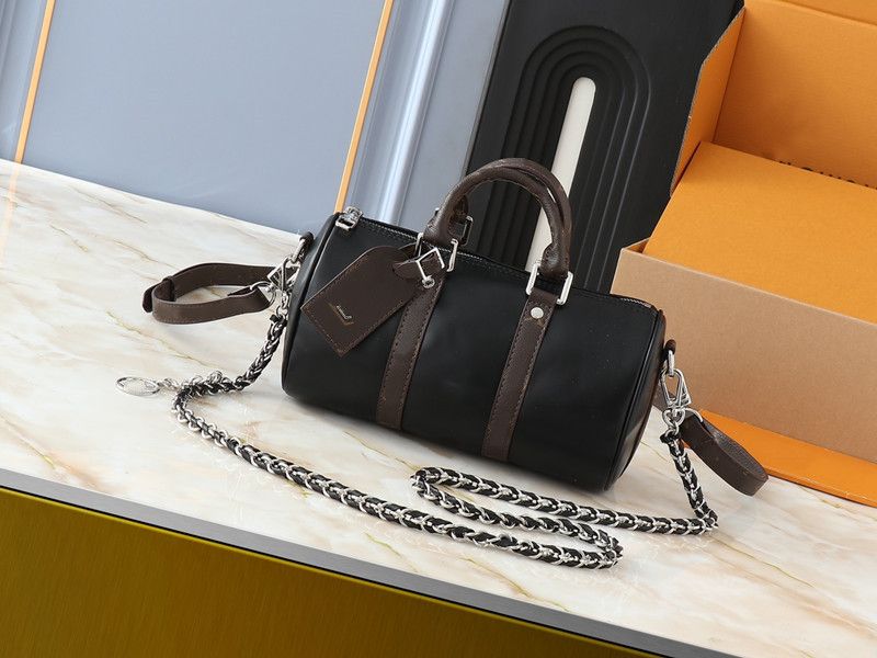 CITY KEEPALL Men Shoulder Bag Designer Brand Fashion Black Canvas Leather Crossbody Bag No Handle Design Keep Man Boston Bag Pillow Bag-image-1058811943