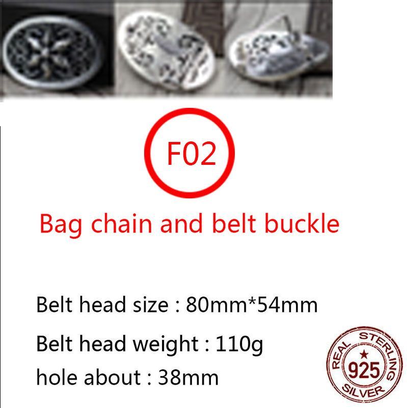 F02 S925 Sterling Silver Belt Button Head Fashion Cross Flower Six Star Versatile Suit Belt Button Personalized Punk Hip Hop Style Gift for Lovers n