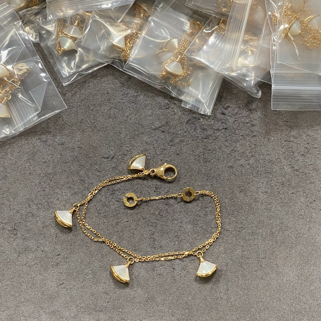 925 silver bracelet designer jewelry luxury jewelry white Fritillaria fan full diamond 18k rose gold ruchalcedony double bracelet designer bracel