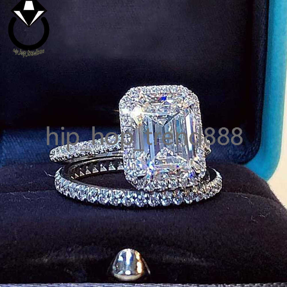 Wedding Rings Emerald cut 2ct Lab Diamond Promise Ring Sets 925 sterling Silver Engagemen t moissanite Weding Band For Women Bridal Party Jewelry
