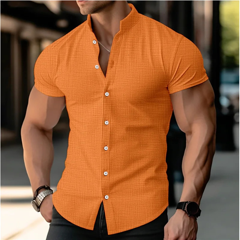 Mentizz pour hommes chemises Collier Summer Shirt Shirt Shirt Black Blanc Orange Short Slve Casual Daily Vêtements Vêtements 5xl 250523 S250703