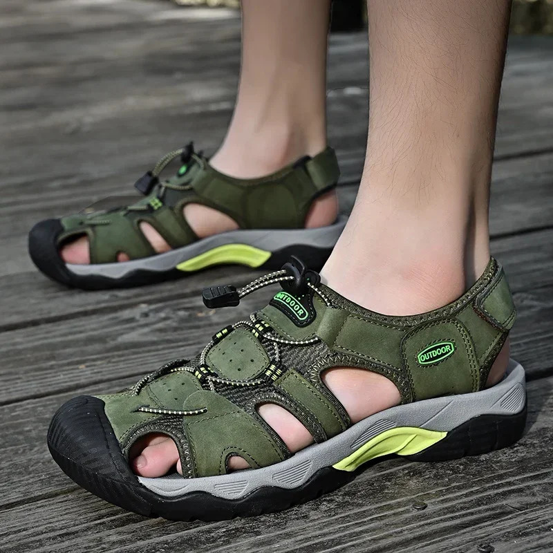 Outdoor Hiking Shoes Summer Mens Sandals Classic Genuine Leather Fashion Light Breathable Nonslip Sneakers 3848 250523BJ