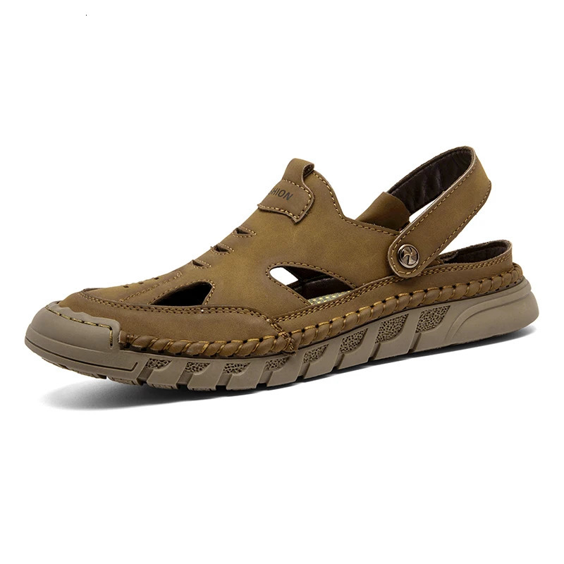 Summer Mens Sandals Quality Leather NonSlip Men Slippers Outdoor Beach Classic Water Trekking Roman 250523BJ