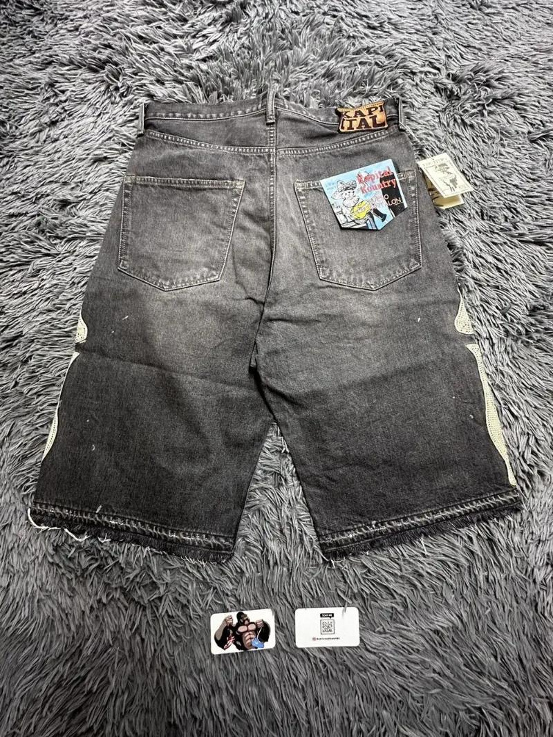Jeans pour hommes été rétro squelette Denim Shorts sport décontracté mode Hip-hop portant rue 55 pantalons 2025 Z260228