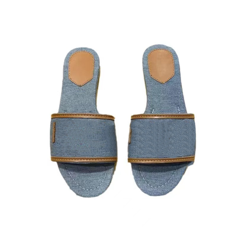 Luxury Diamond Slippers Embroidered Fabric Slides Sandals Paris Designer Slide Women Summer Ladies Beach Sandal Party Wedding Flat Slipper Shoes-image-935362992