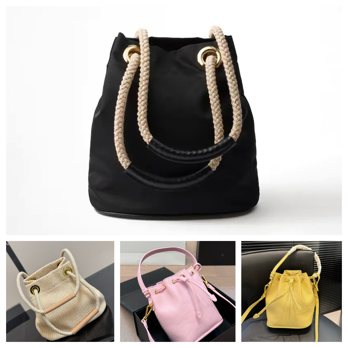 New Hot Sale fashion trend Canvas Nylon bag Designer bag mini pochette Womens bucket shoulder bags Drawstring bucket bag versatile light handbag Cas