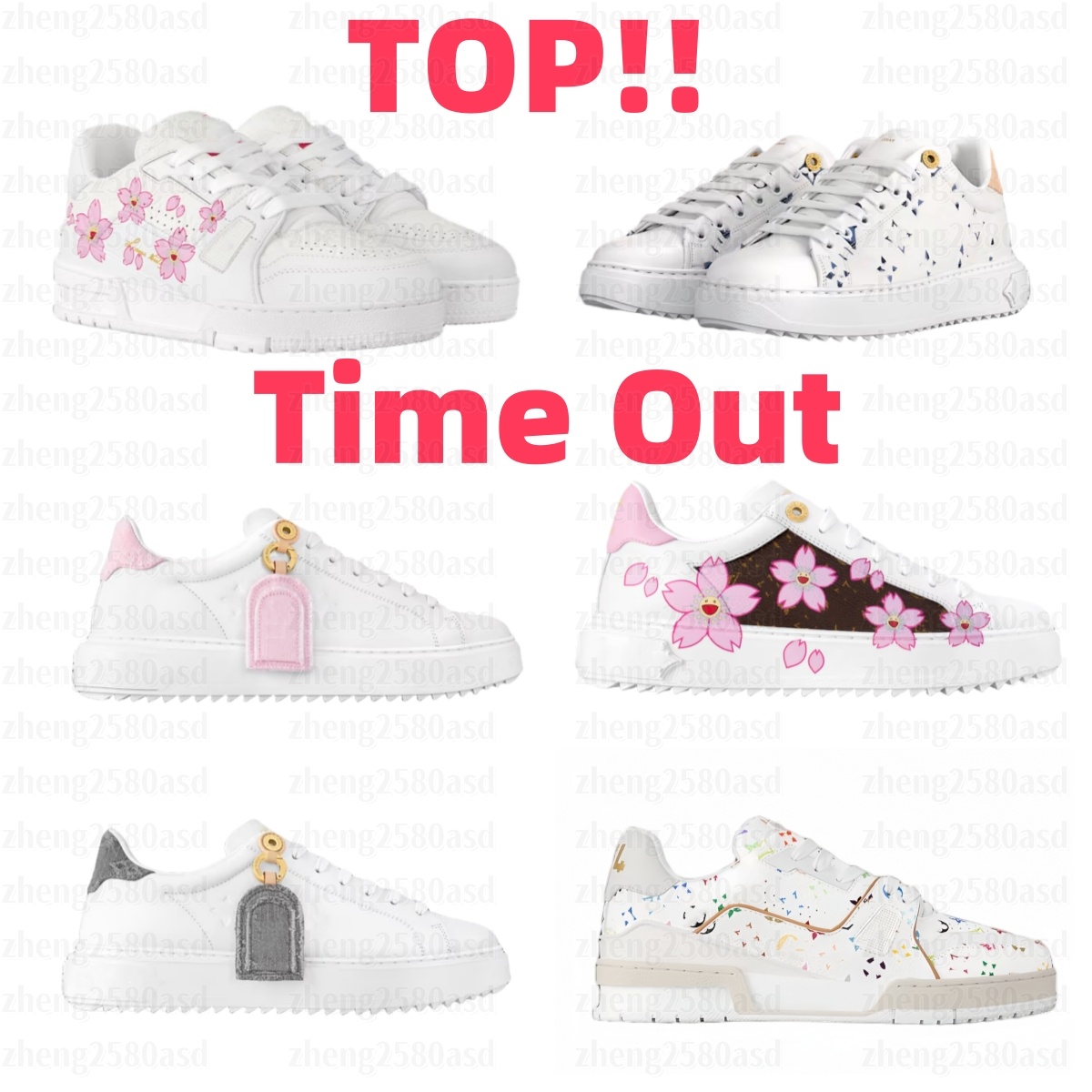Man trainer murakami Cherry blossoms Pink shoe time out sneaker White Designer shoe Womens Casual Luxury Run shoe brand leather walk track outdoor s