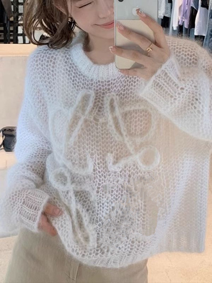 Spring and Autumn Fashion New designer sweater coat, new women's hollowed-out letter hand hook, designer long-sleeved knitted sweater, shawl