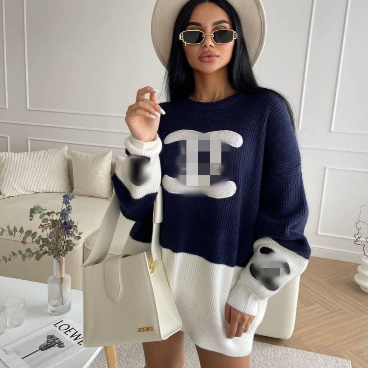 Loose Woolen Sweaters Women Casual Oversized Knit Sweater Jumper Dresses Free Ship