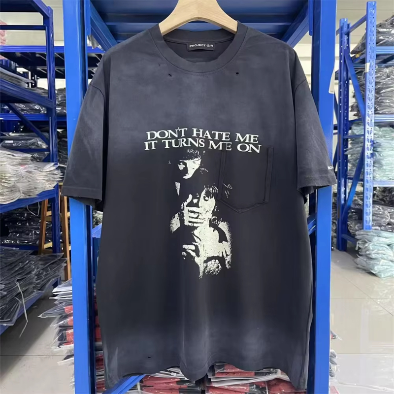 T-shirt hommes femmes décontractée 25SS Gradient rétro T-shirt de la meilleure qualité en coton T-shirt