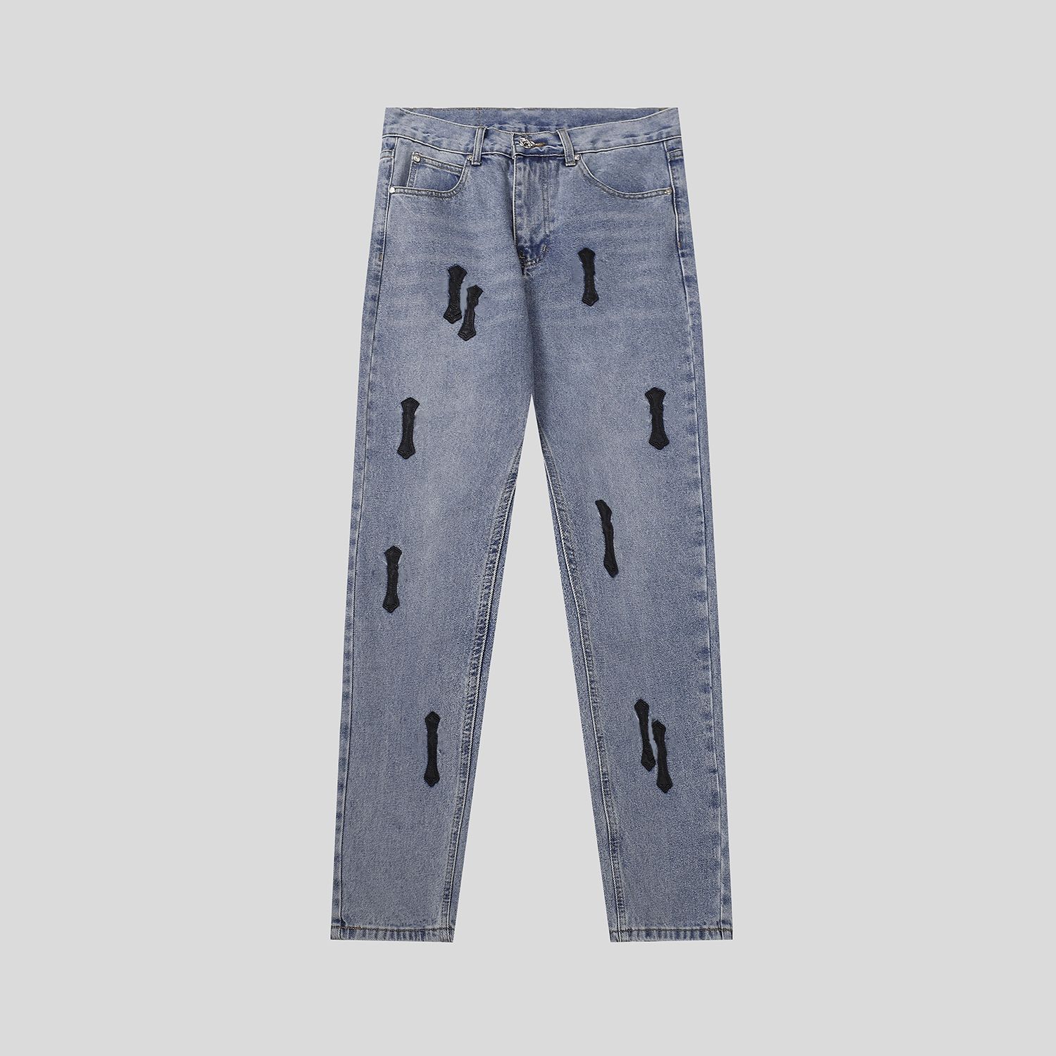 Heartness Jeans 2026 10A Chrome Jeans Designer Fashion Sanskrit Embroidery Pants Distressed Rippedbiker Slim Fit Motorcycle Men Women Hip Hop Cross