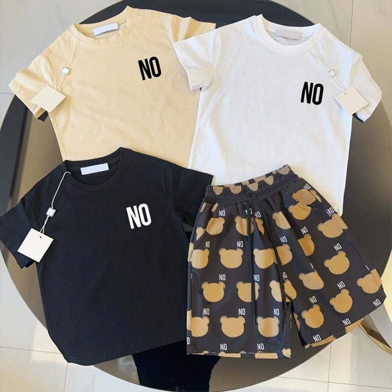kids clothes sets Boys girls suit Designer brand Toddler Summer short sleeved shorts children black white baby 2-piece cotton size 900-150 T6BT#-image-1059452459
