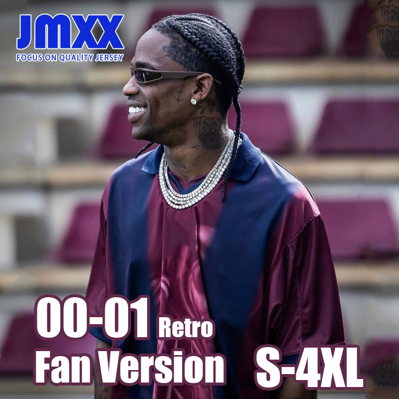 JMXX 00 01 Rétro Barcalonaes x Cactus Jack Maillots de Football Spécial Hommes Uniformes Jersey Homme Football Homme Chemise 2000 2001 Version Fa