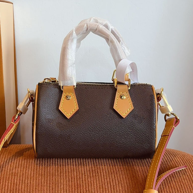 Totes Boston Bags Mini Nano 16cm Women Floral Fashion Womens Shoulder Bag Mini Handbag Dinner Bag Brown Flower Handbag Top Designer-image-998825153