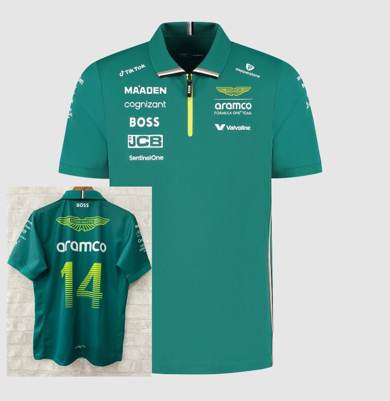 T-shirts masculins Motorcycle Apparel Mens T-shirts mode Aston Martin 2025 F1 Team Espagnol Racing Driver Fernando Alonso 14 Polo Moto Motorcyc T