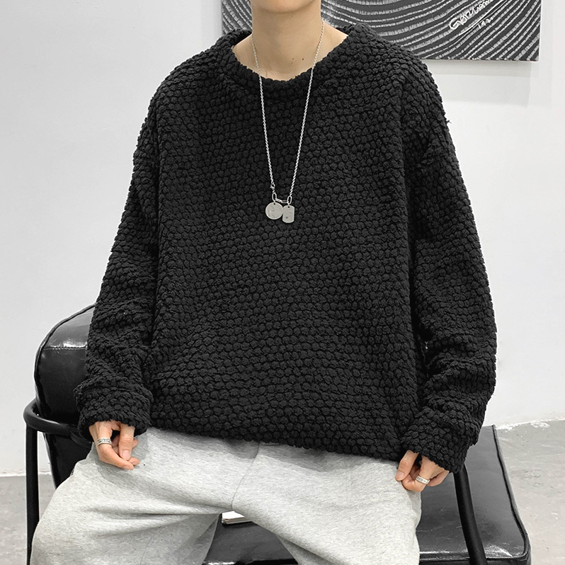 196 Round Neck Sweatshirt for Men Spring and Autumn Style Loose Solid Color