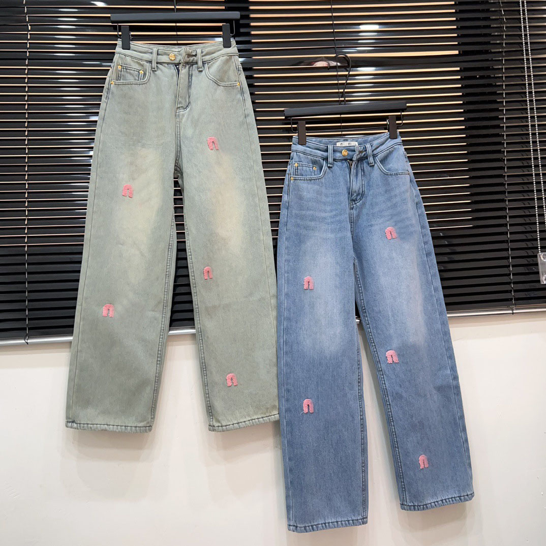 Womens Designer Jeans High Waisted Skinny Jeans Towels Embroidered With Letters Vintage Washed and Worn Straight Leg Denim Pants T251111