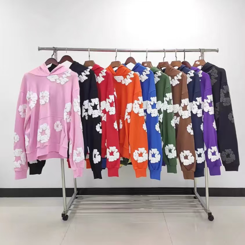 Designer Hoodie Mens Womens Breathable oversized Hoodies Casual Hooded Pullover Black White Pink Cotton Wreath Sweatshirt