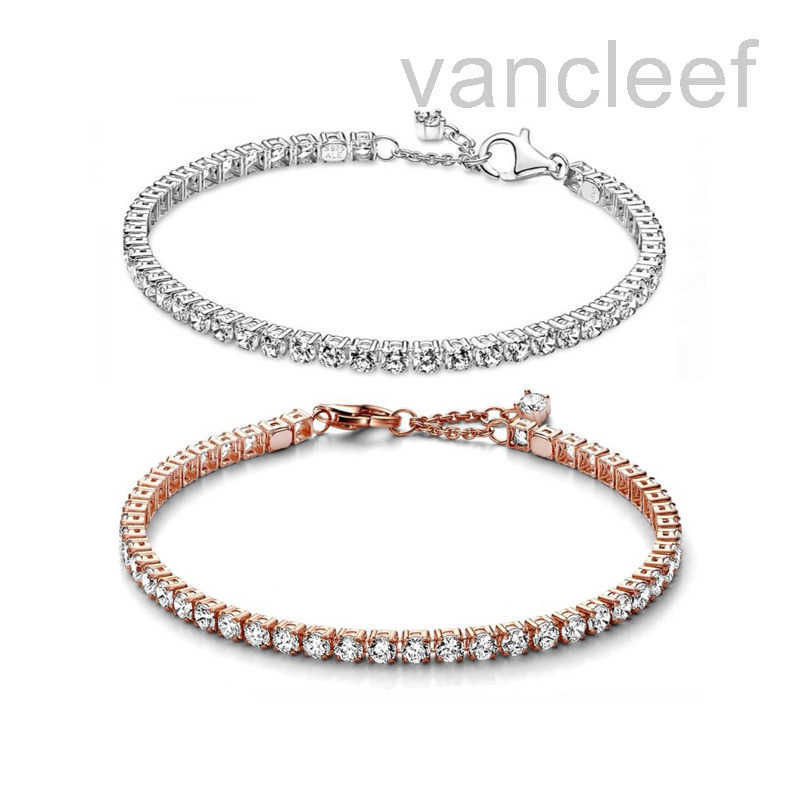 Luxury Designer Full CZ Diamond Tennis Bracelets Women Authentic fits pan s925 Sterling Silver Birthday Christmas Gifts Jewelry BR103