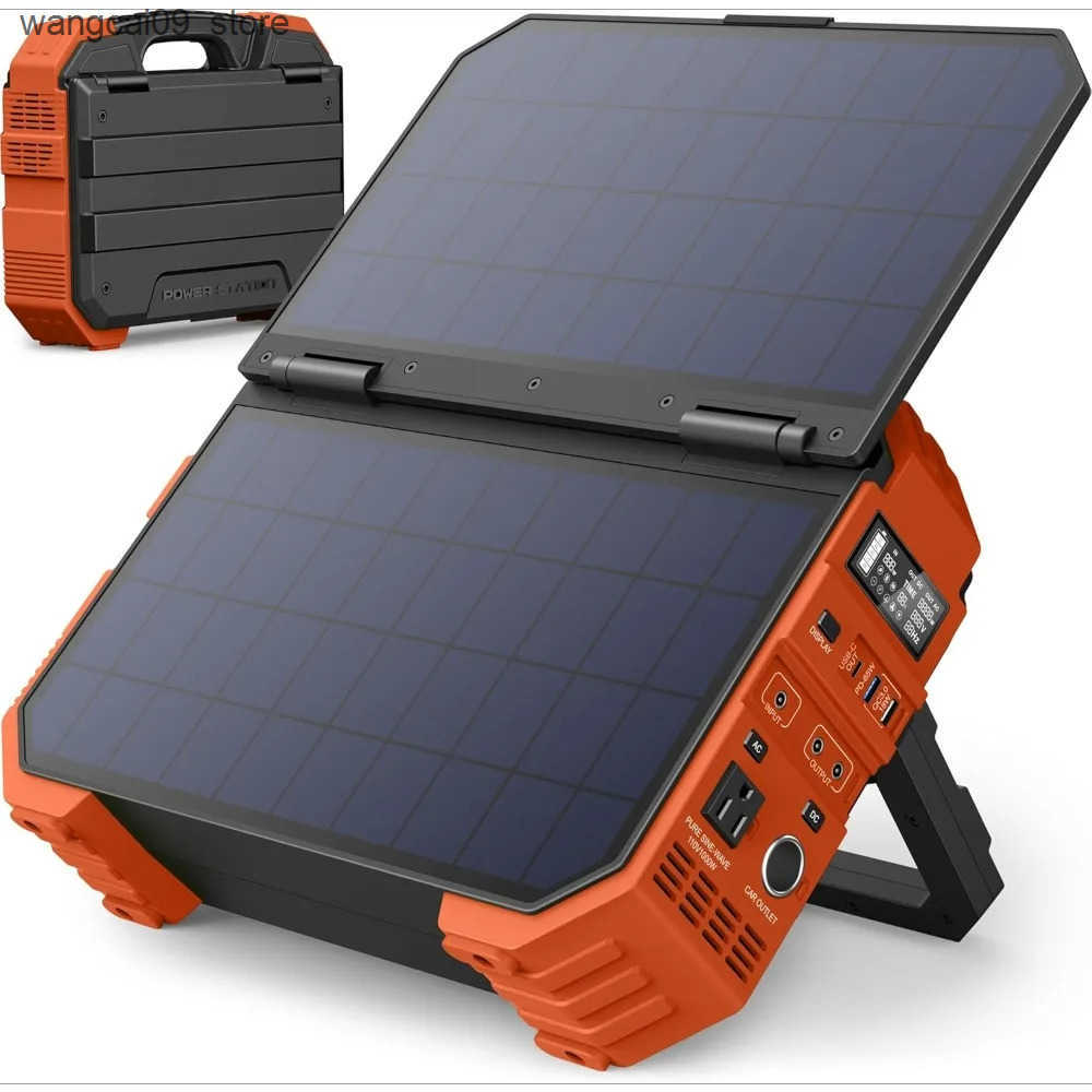 Portable Power Station 1000W with Built-in Solar Panel 614WH/192000mAh LiFePO4 Battery Pack Solar Generator with AC/DC/USB/PD R250530-image-1059828122